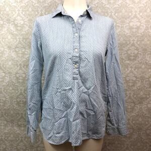 LOFT Small Womens Blue White Cloud Print Button-up Shirt Blouse